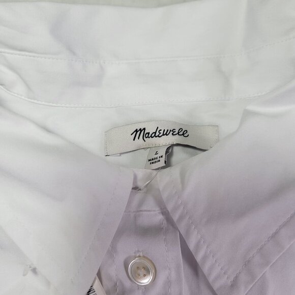Madewell Women White Relaxed Mid Weight Button-Up Shirt Size L - Picture 2 of 7